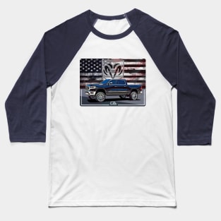 Dodge Ram and The American Flag Baseball T-Shirt